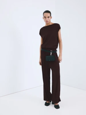 Spodnie balloon z dzianiny winny - Kobieta - - MANGO