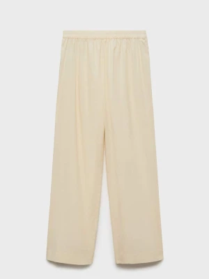 MANGO - Spodnie bawełniane garment washed waniliowy - - Kobieta