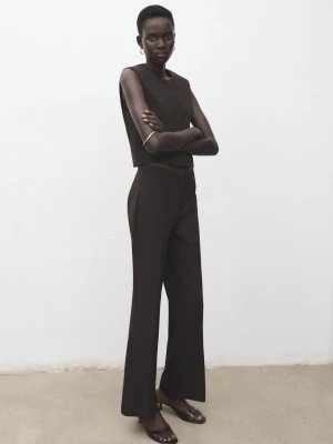 MANGO - Spodnie flare z niskim stanem szary - - Kobieta