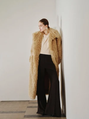 MANGO - Spodnie flare z rozcięciami brązowy - - Kobieta