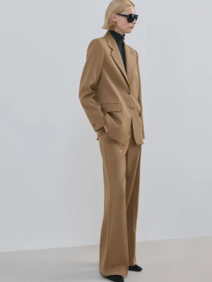 MANGO - Spodnie garniturowe o prostym kroju z niskim stanem średni brązowy - - Kobieta