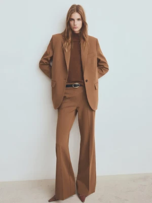 Spodnie garniturowe wide leg karmelowy brąz - Kobieta - - MANGO