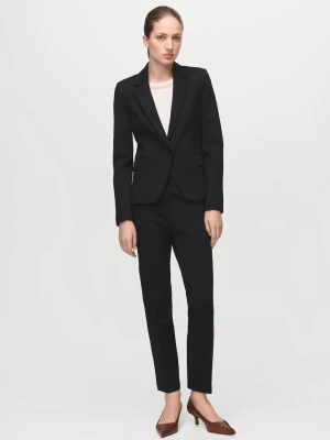 MANGO - Spodnie garniturowe z średnim stanem czarny - - Kobieta