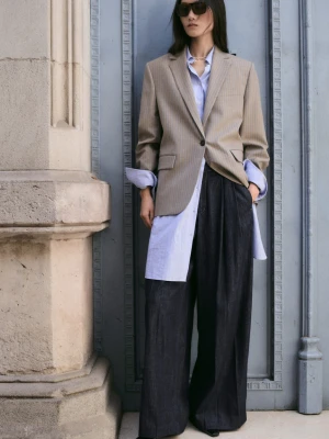 Spodnie jeansowe wide leg szlufkami niebieski - Kobieta - - MANGO