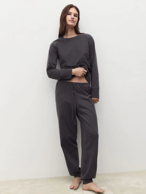 MANGO - Spodnie jogger z bawełny carbonizowanej antracytowy - - Kobieta