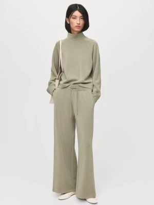 MANGO - Spodnie joggersy ze sznurkiem khaki - - Kobieta
