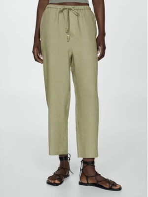 Mango Spodnie materiałowe Linen 67075724 Zielony Regular Fit