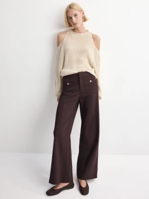 Spodnie o prostym kroju z ozdobnymi guzikami winny - Kobieta - - MANGO