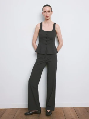 MANGO - Spodnie o prostym kroju ze średnim stanem szary - - Kobieta