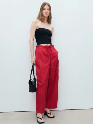 Zdjęcie produktu MANGO - Spodnie paperbag z wiązaniem czerwony - - Kobieta