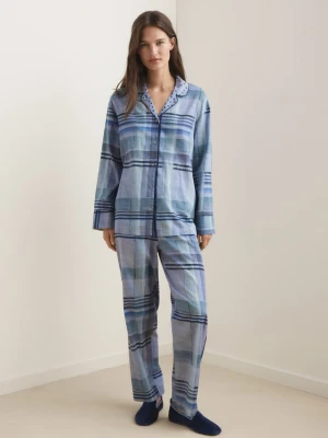 MANGO - Spodnie piżamowe z nadrukiem i obszyciem atramentowy  - - Kobieta