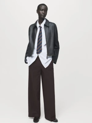 MANGO - Spodnie z lampasami czekoladowy - - Kobieta