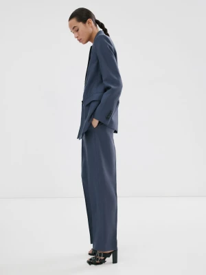 Spodnie z lyocellu ze średnim stanem niebieski - Kobieta - - MANGO