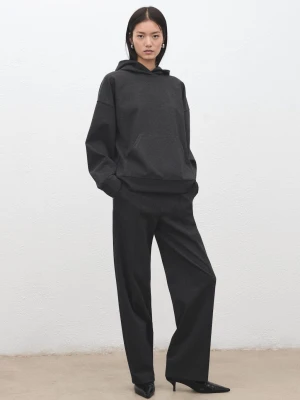 MANGO - Spodnie z melanżowej dzianiny średni szary - - Kobieta