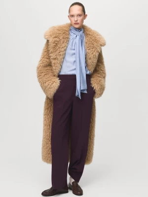 MANGO - Spodnie z prostą nogawką i wysokim stanem śliwkowy - - Kobieta