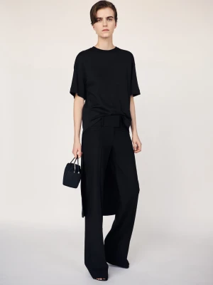 MANGO - Spodnie z prostymi nogawkami i szlufkami czarny - - Kobieta