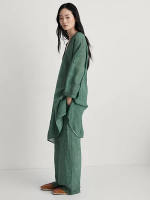 MANGO - Spodnie z ramii overdyed ciemnoszary - - Kobieta