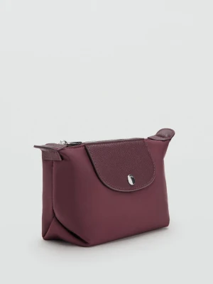 MANGO - Średnia kosmetyczka z łączonego nylonu burgund - Rozmiar uniwersalny - Kobieta