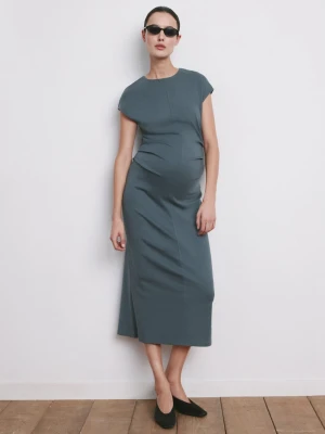 MANGO - Sukienka ciążowa z bawełny niebieski - - Kobieta