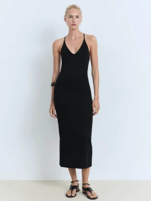 MANGO - Sukienka midi z dekoltem na plecach khaki - - Kobieta