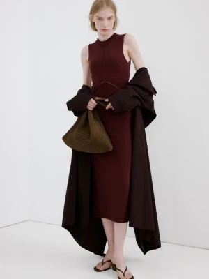 MANGO - Sukienka midi z dzianiny winny - - Kobieta