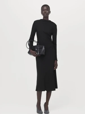 Sukienka midi z marszczeniem czarny - Kobieta - - MANGO