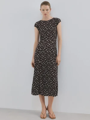 Sukienka midi z nadrukiem w kwiaty brązowy - Kobieta - - MANGO