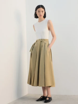 Sukienka o rozszerzanym kroju midi z paskiem średni brązowy - Kobieta - - MANGO