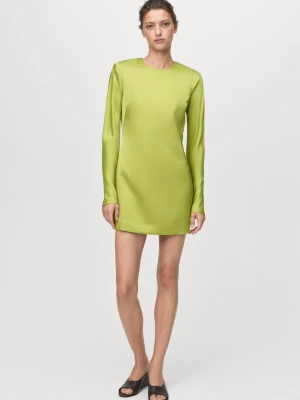 Sukienka satynowa z odkrytymi plecami zielony - Kobieta - - MANGO