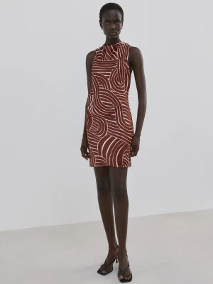 Sukienka z geometrycznym wzorem kasztanowy - Kobieta - - MANGO