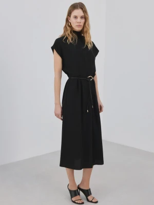 Sukienka z lyocellu z paskiem czarny - Kobieta - - MANGO