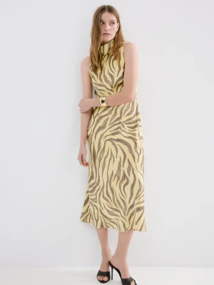 Sukienka z nadrukiem i szalem żółty - Kobieta - - MANGO