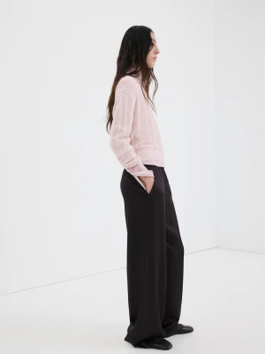 MANGO - Sweter ażurowa dzianina jasny/pastelowa purpura - - Kobieta