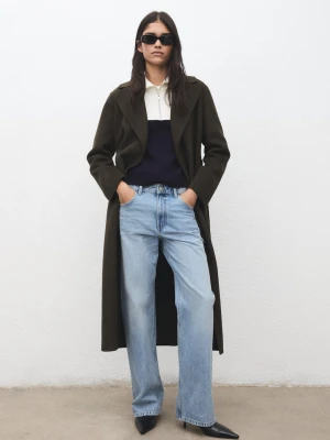 Sweter dwukolorowy z golfem granatowy - Kobieta - - MANGO