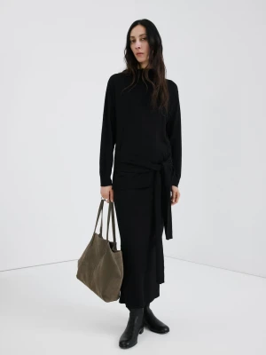 Sweter dzianinowy z golfem czarny - Kobieta - - MANGO