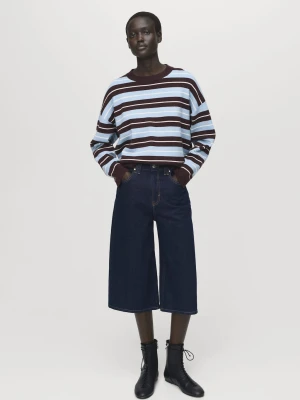MANGO - Sweter w paski oversize czekoladowy - - Kobieta
