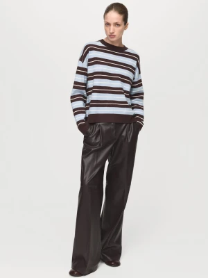 Sweter w paski oversize czekoladowy - Kobieta - - MANGO