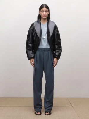 MANGO - Sweter z 100 % wełny z krótkim rękawem średni szary - - Kobieta