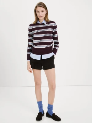 Sweter z cienkiej dzianiny w paski kasztanowy - Kobieta - - MANGO