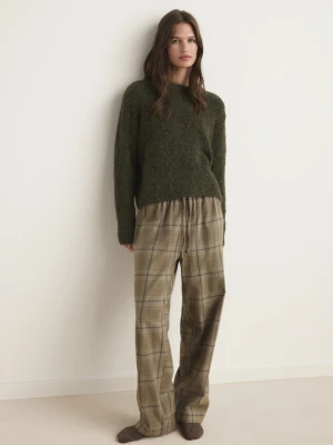 MANGO - Sweter z dzianiny bouclé z okrągłym dekoltem zielony - - Kobieta