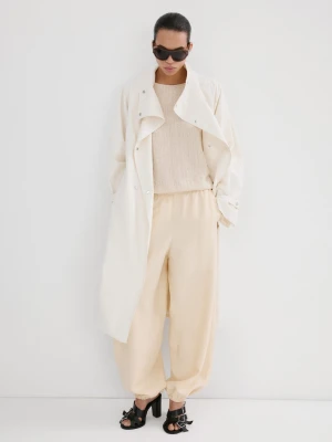 Ażurowy sweter z długimi rękawami piaskowy - Kobieta - - MANGO