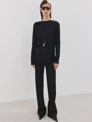 MANGO - Sweter z dzianiny z drapowanymi plecami czarny - - Kobieta