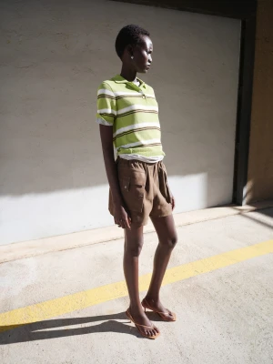 Sweter z dzianiny z kołnierzykiem polo zielony - Kobieta - - MANGO