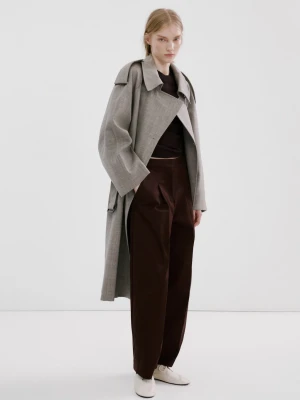 MANGO - Sweter z dzianiny z krótkim rękawem brązowy - - Kobieta