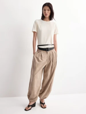 Sweter z dzianiny z krótkim rękawem kremowy / écru - Kobieta - - MANGO