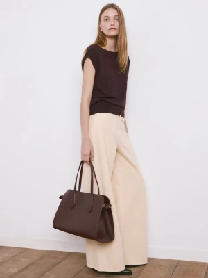 Sweter z dzianiny z krótkim rękawem winny - Kobieta - - MANGO