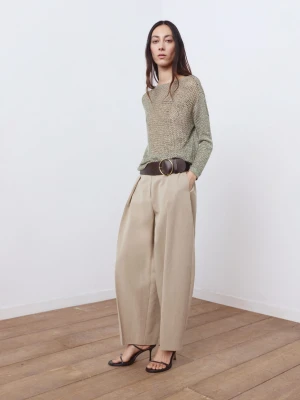 Sweter z dzianiny z lureksową nitką khaki - Kobieta - - MANGO