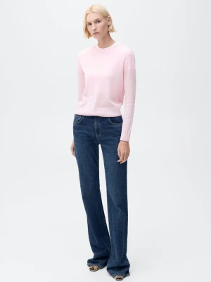 MANGO - Sweter z dzianiny z mieszanki lnu różowy - - Kobieta