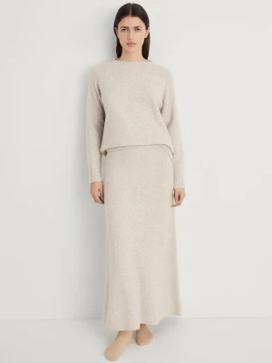 Sweter z dzianiny z okrągłym dekoltem beżowy - Kobieta - - MANGO