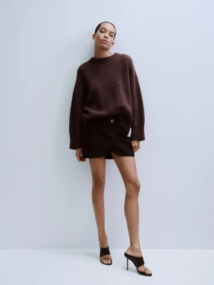 MANGO - Sweter z dzianiny z okrągłym dekoltem winny - - Kobieta